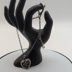 Heart Pendant Charm And Key Charm Bracelet